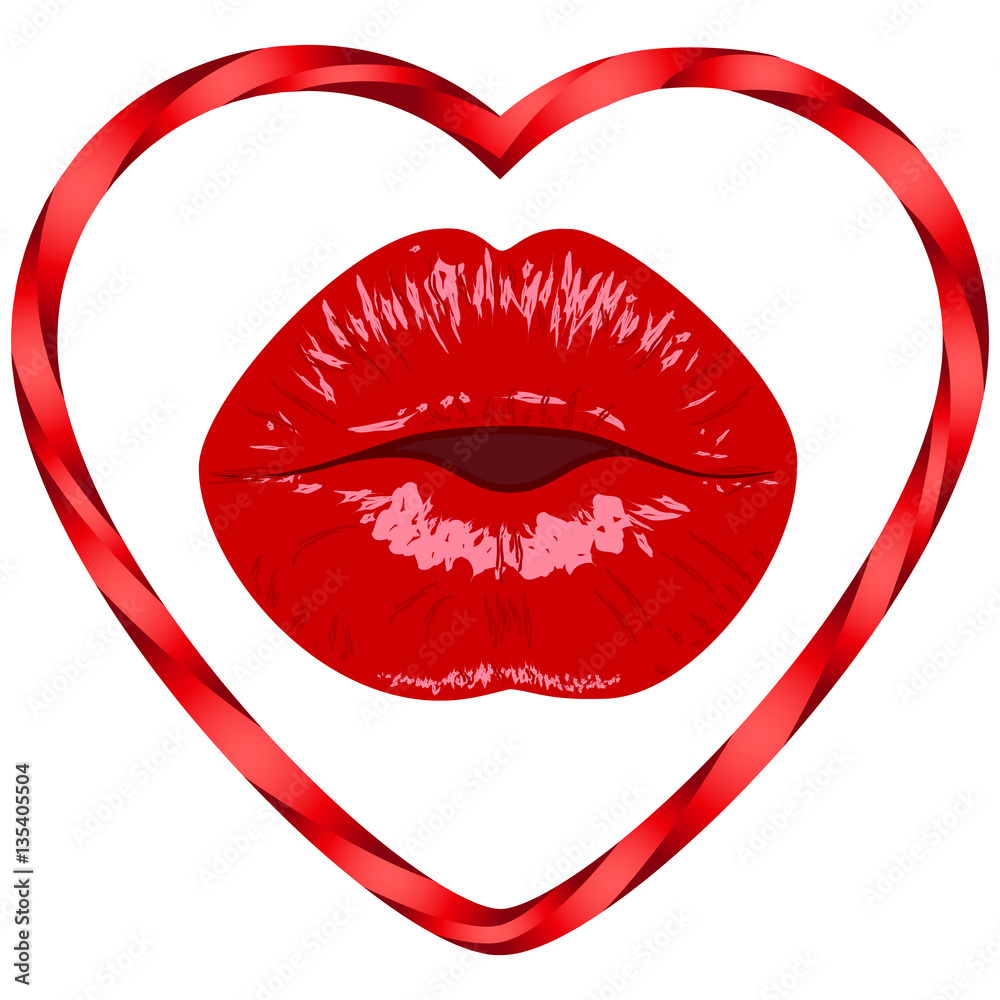 Valentines day logo.Red kissing cartoon sexy lips and heart isolated decorative icons for party presentation. Valentines day,love,wedding card, background,banner.vector illustration Valentines day logo.Red kissing cartoon sexy lips and heart isolated decorative icons for party presentation. Valentines day,love,wedding card, background,banner.vector illustration