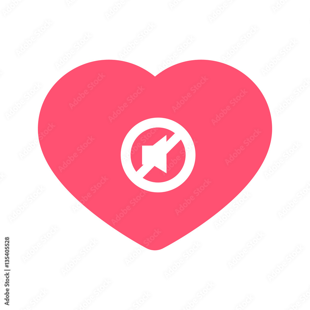 no sound heart. no sound icon or music banned icon inside heart background vector illustration no sound heart. no sound icon or music banned icon inside heart background vector illustration