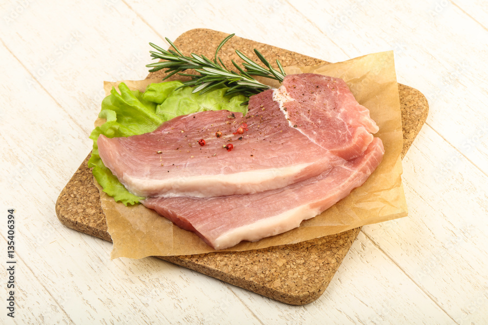 Raw pork steak