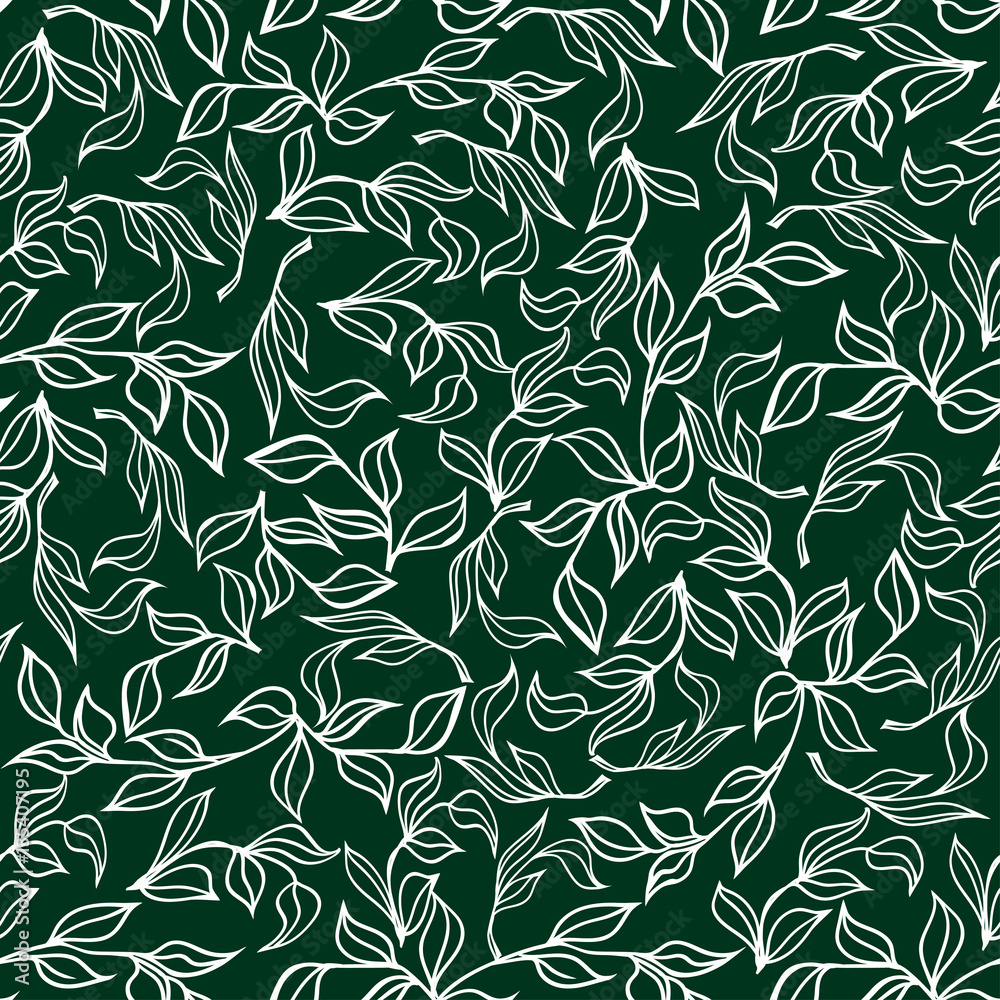Obraz premium Seamless floral hand-drawn pattern, leaf background.