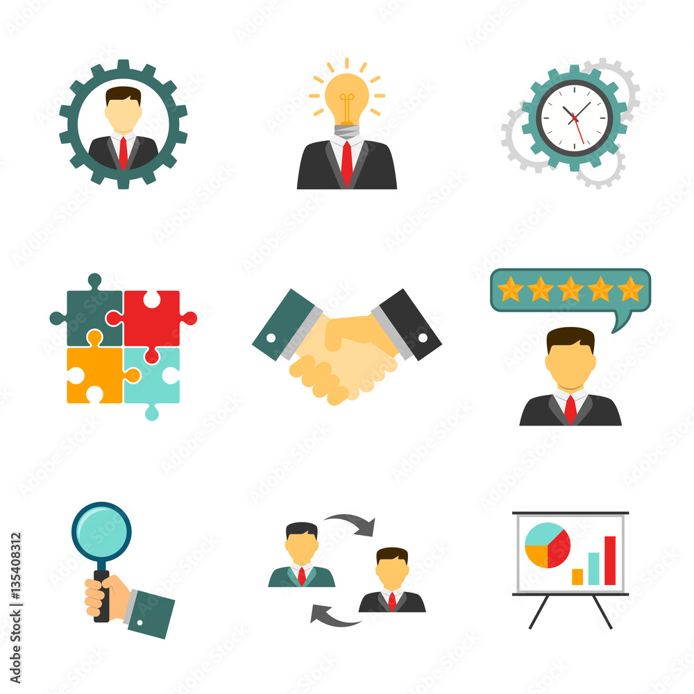 Management icons flat Management icons flat