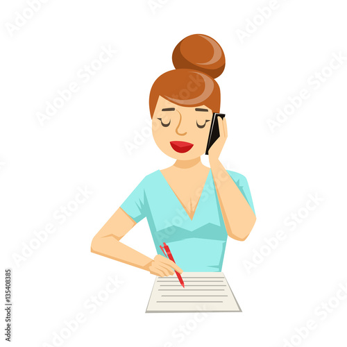 Secretary Taking Notes From Smartphone, Part Of People Speaking On The Mobile Phone Series