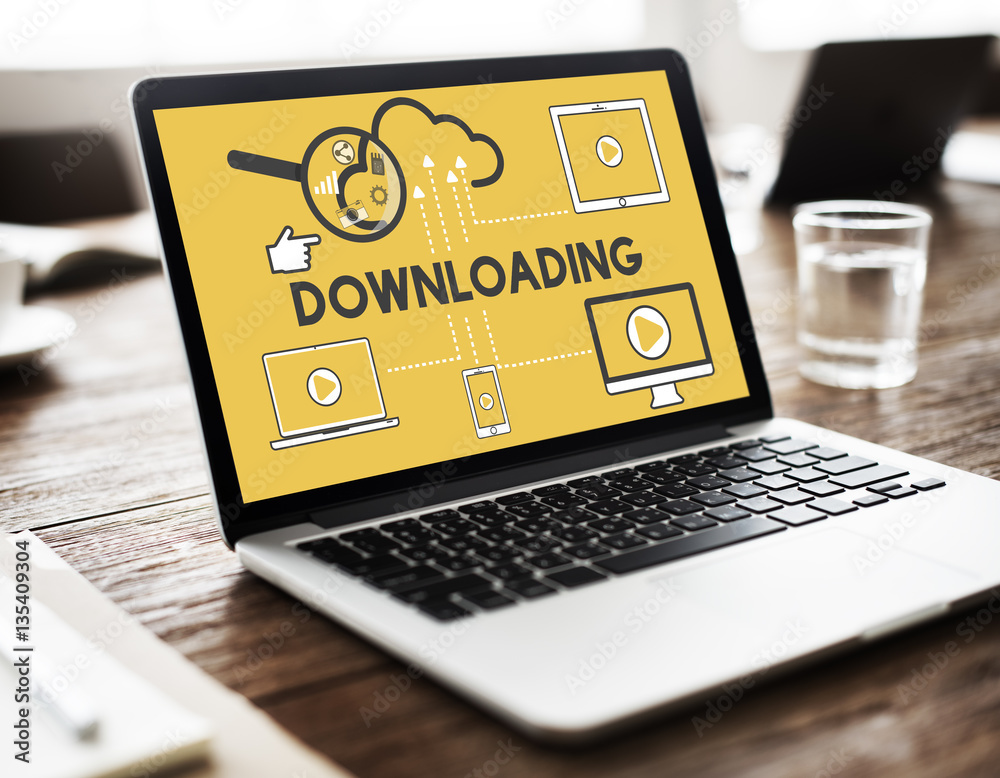 Downloading Computer Storage Cloud Technology Concept Downloading Computer Storage Cloud Technology Concept