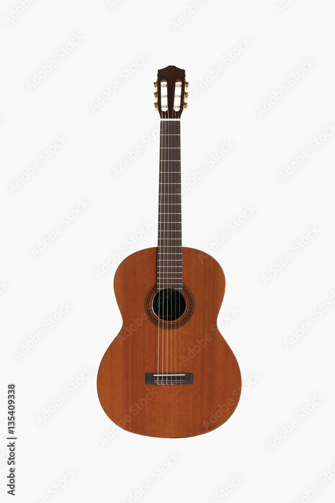 Brown guitar isolated on white background
