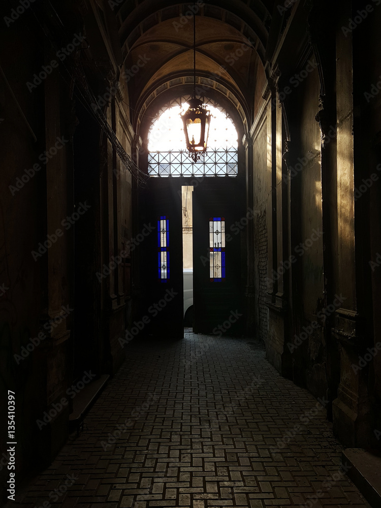 Dark hallway of the old building