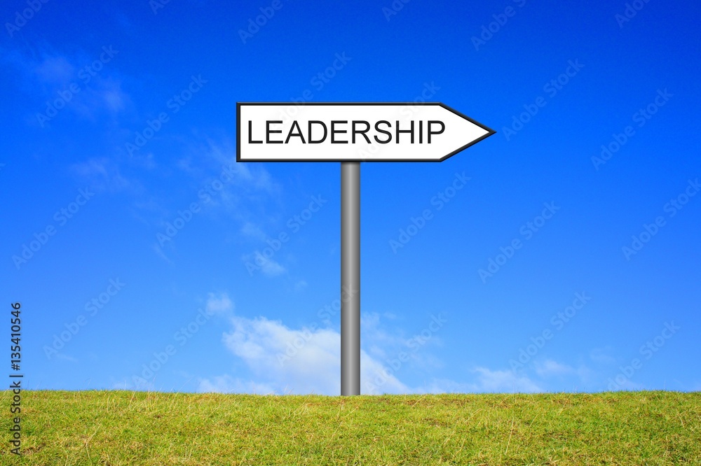 Schild Wegweiser zeigt Leadership