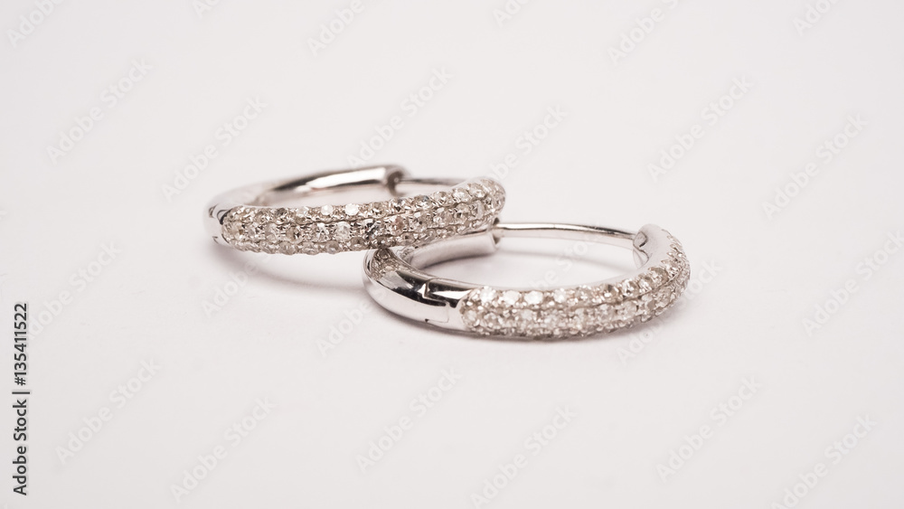 Designed Diamond Earrings Macro Lens Shot Designed Diamond Earrings Macro Lens Shot
