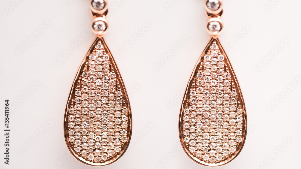 Designed Diamond Earrings Macro Lens Shot Designed Diamond Earrings Macro Lens Shot
