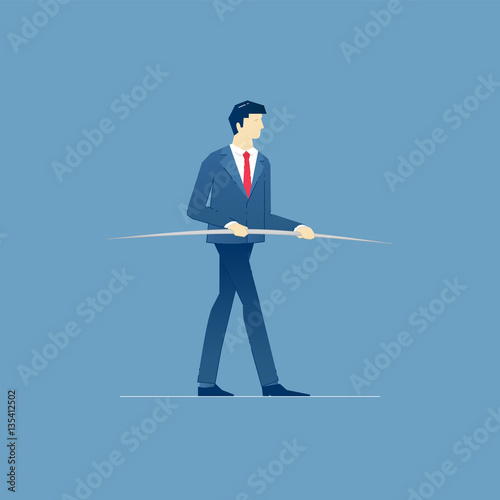 Businessman walks a tightrope