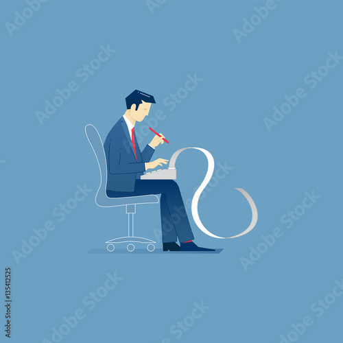 Financial accountant with adding machine