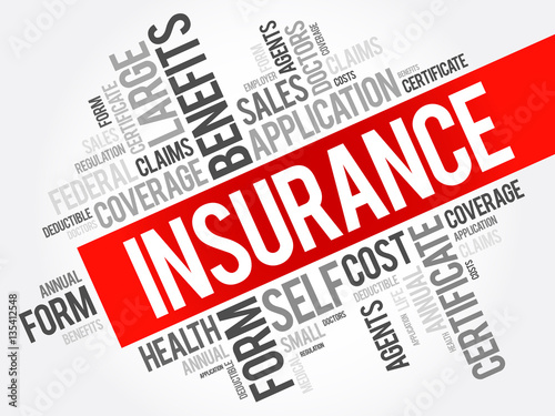 Insurance word cloud collage, healthcare concept background