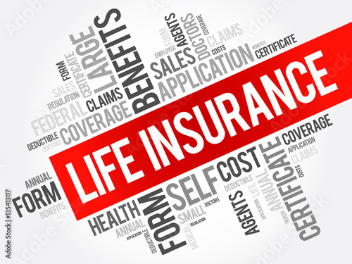 LIFE Insurance word cloud collage, healthcare concept background