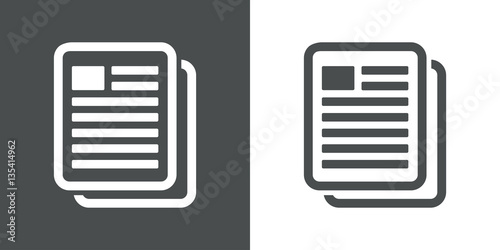 Icono plano copiar documento gris y blanco