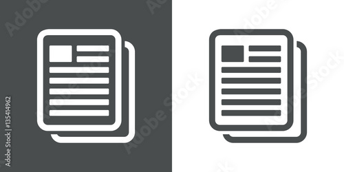 Icono plano copiar documento gris y blanco