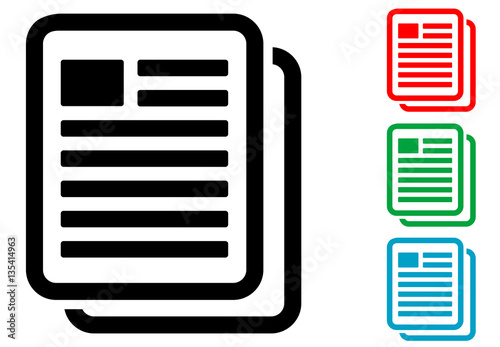 Icono plano copiar documento varios colores