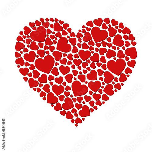vector heart made of small hearts