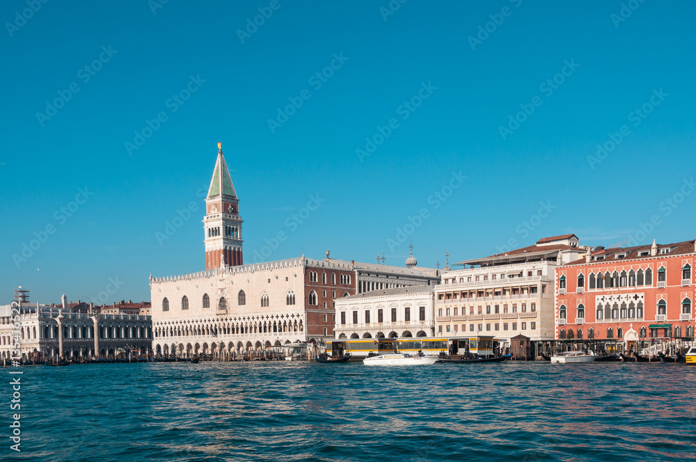 Piazza San Marco (St Mark's square). View from San Marco basin. Venice, Italy.