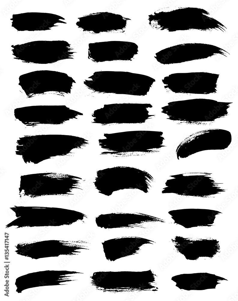 Paint or marker vector strokes, blobs, dabs set