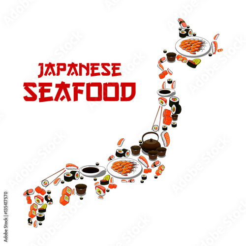 Japan map japanese seafood sushi fish food sashimi