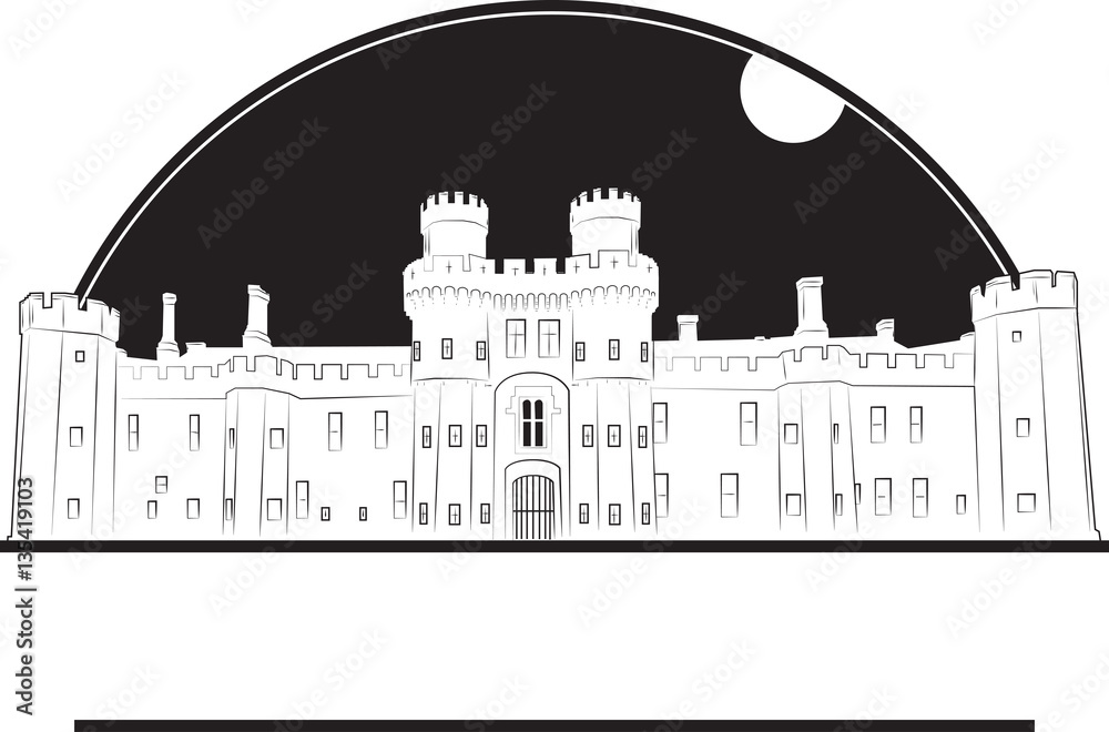 Comic castle black and white logo