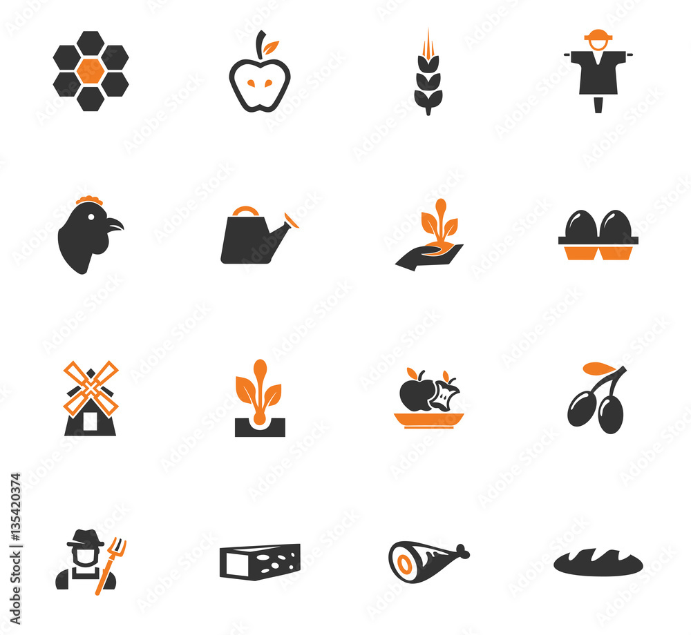 Agriculture and farming icons set
