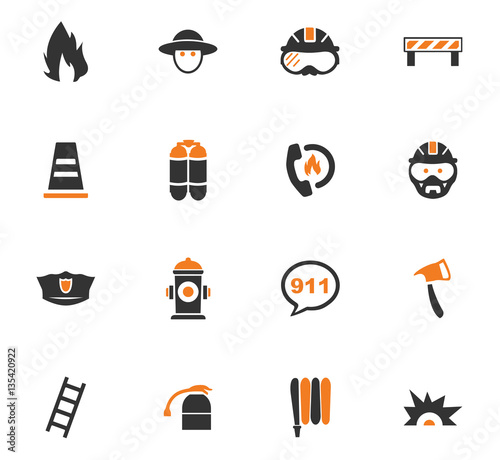 Fire brigade icons set