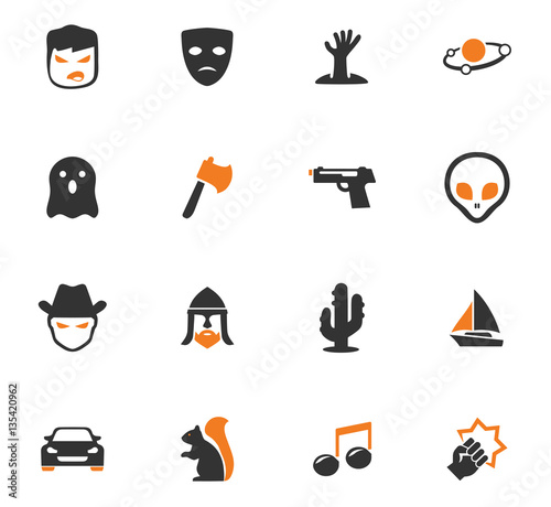 Genres of cinema icons set