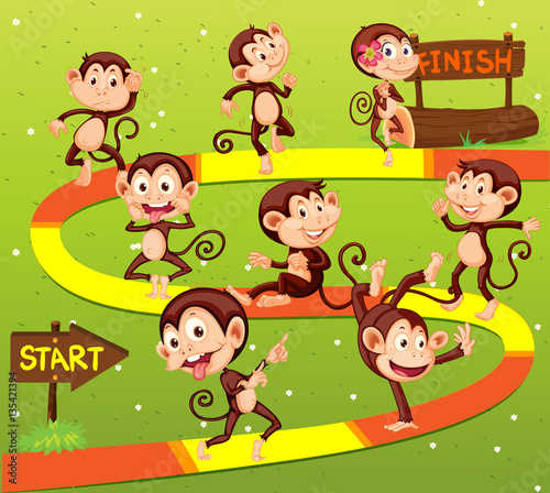 Game template with many monkeys in background