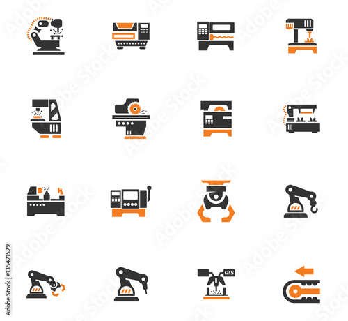 Machine tool icons set