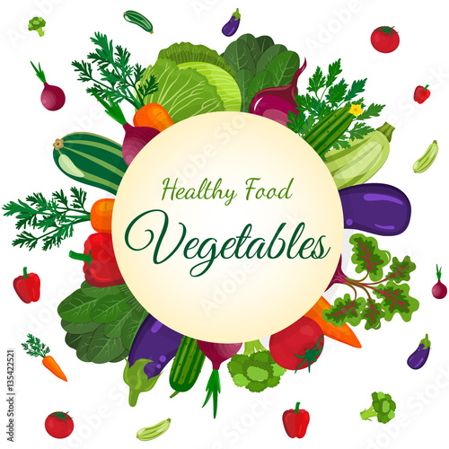 Healthy vegetables and vegetarian food banners on green blackboard. Fresh organic food, healthy eating vector background with place for text.