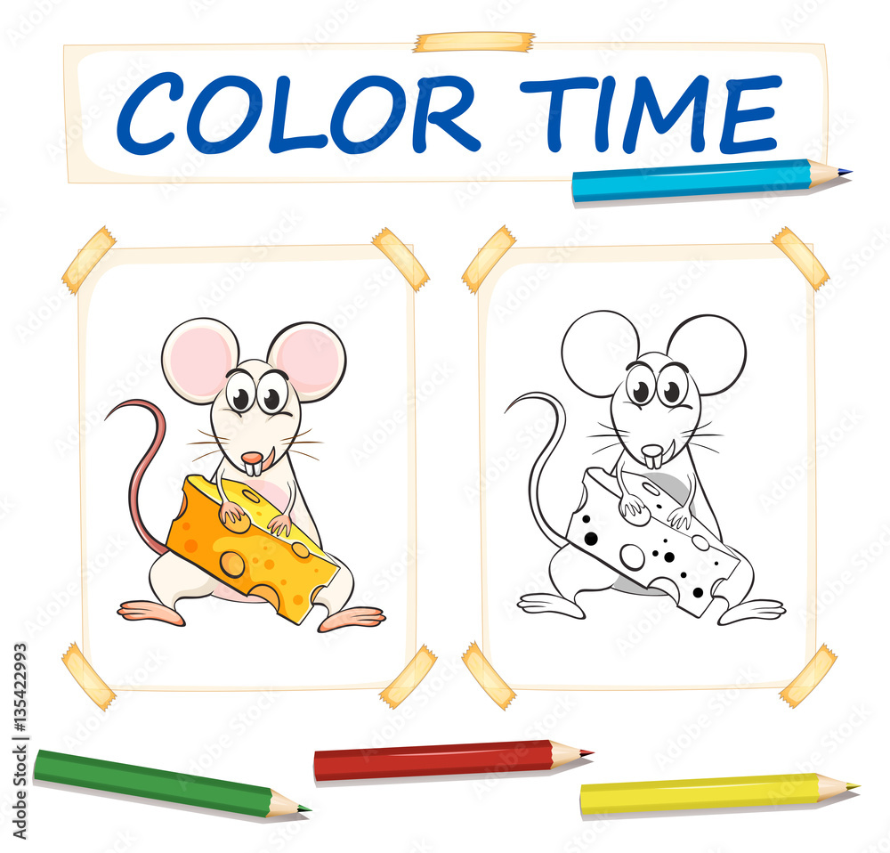 Fototapeta premium Coloring template with cute mouse