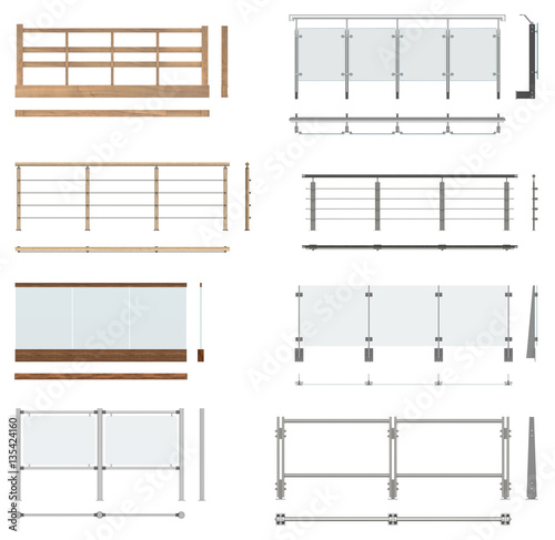 Canvastavla Set of railing fences