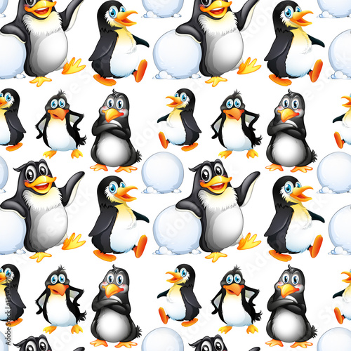 Seamless background design with penguins