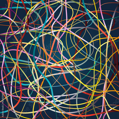 Vector background with moving colorful lines. Bright background of curves lines with a lot of colors. 

