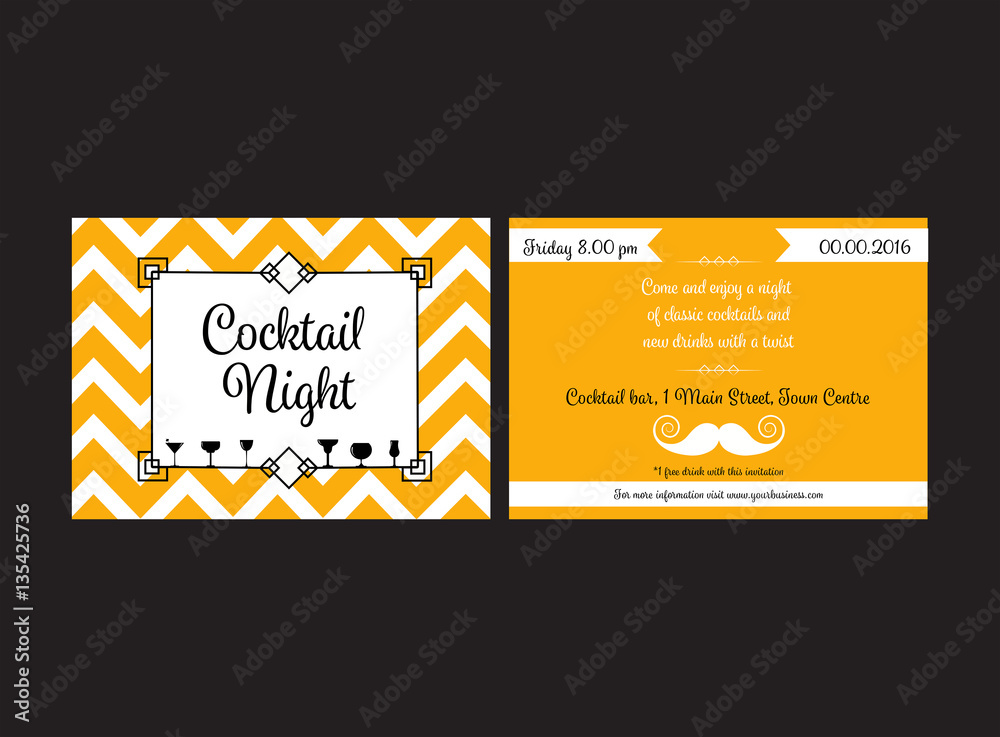 Naklejka premium Cocktail night invitation card