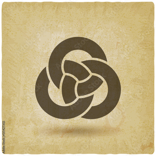 abstract symbol three interlocking rings old background
