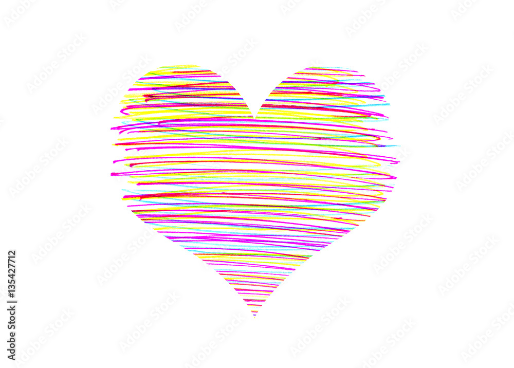 Abstract heart with bright colorful strokes pattern