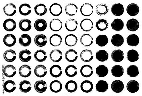 vector brush strokes circles of paint on white background
