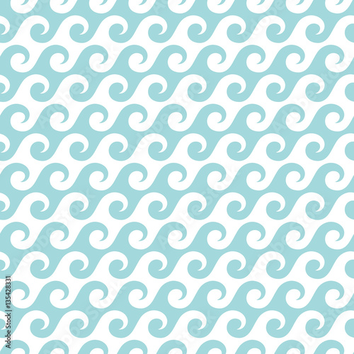 Retro Seamless Pattern Waves Turquoise