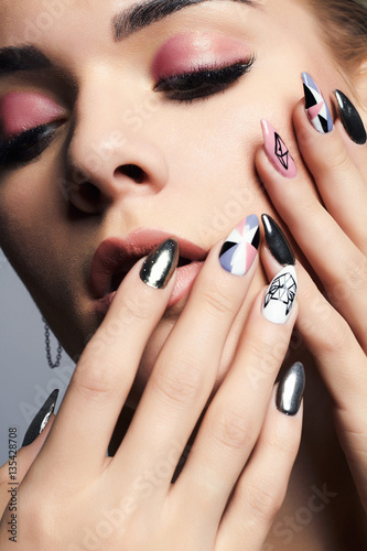 sensual Beautiful Young Woman with manicure