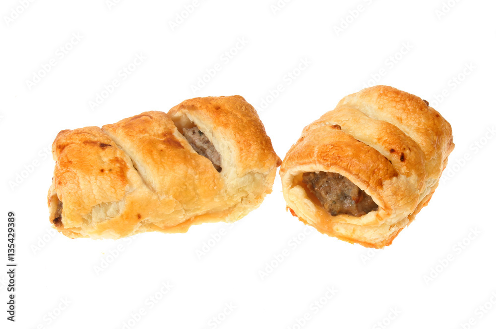 Two homebaked sausage rolls