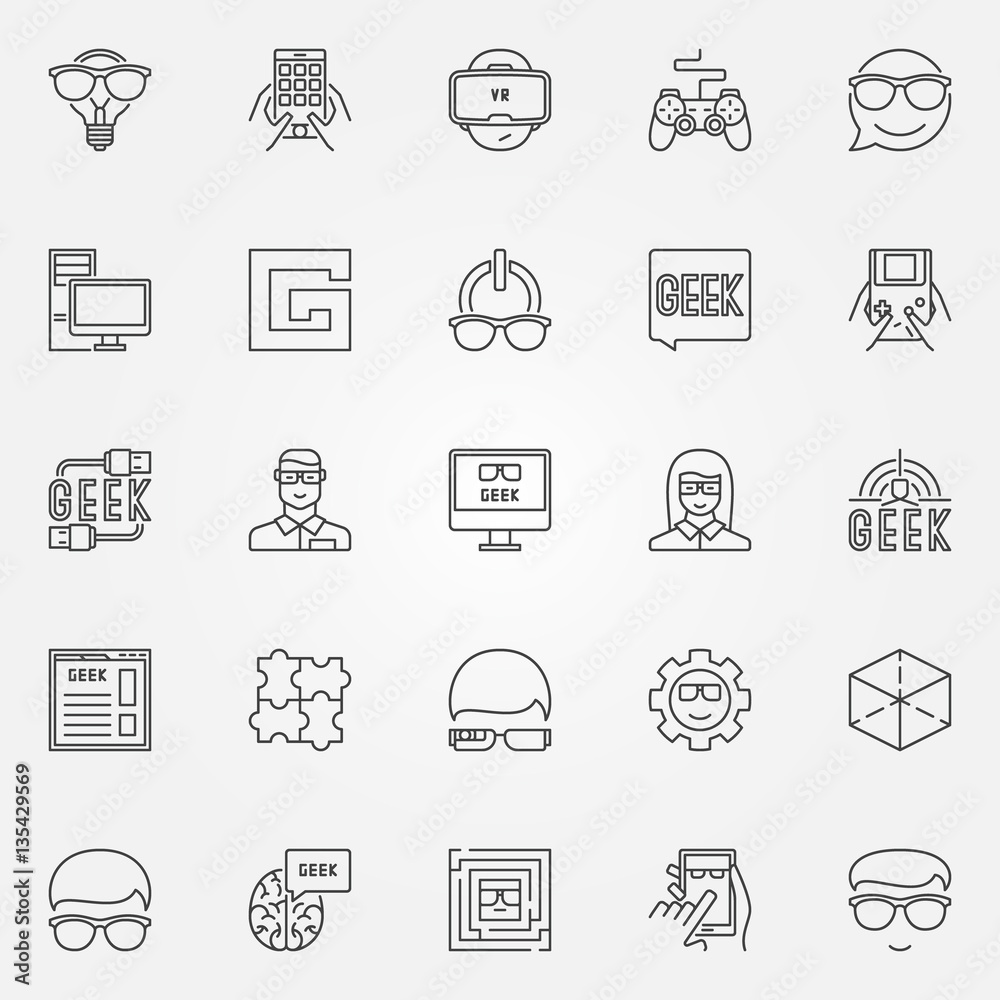 Geek icons set Geek icons set