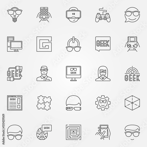 Geek icons set
