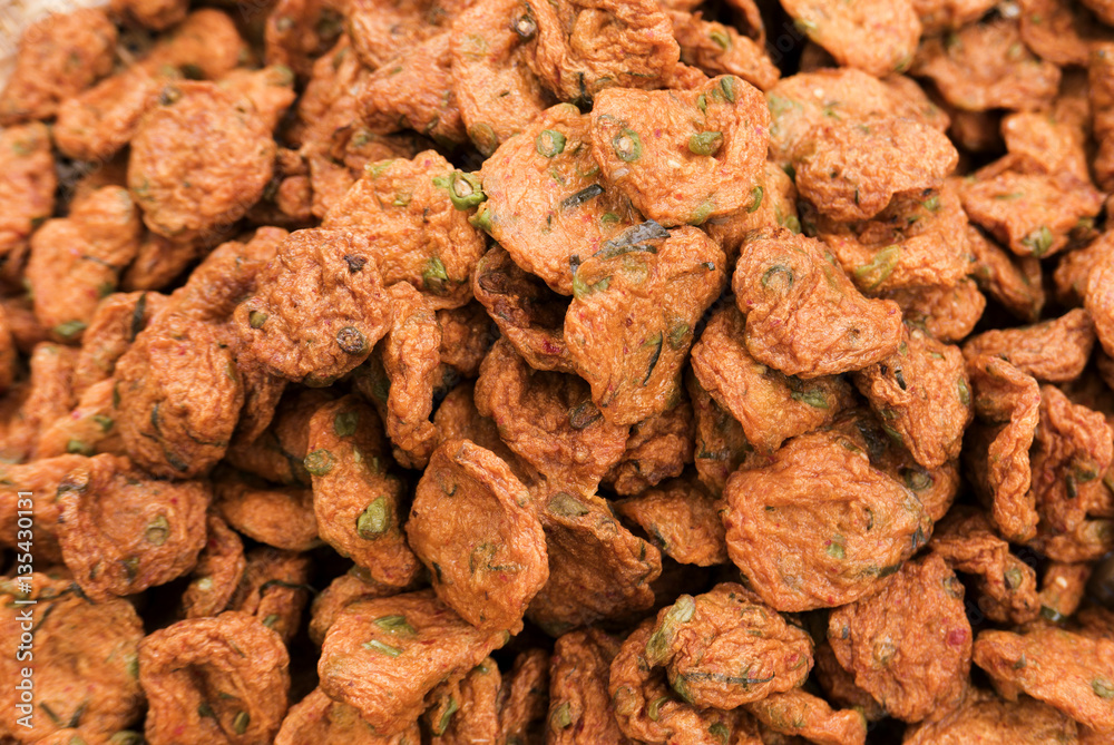 Fototapeta premium Thai fried food made from cassava starch and minced fish.