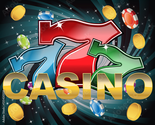 Casino background with chips and lucky seven signs