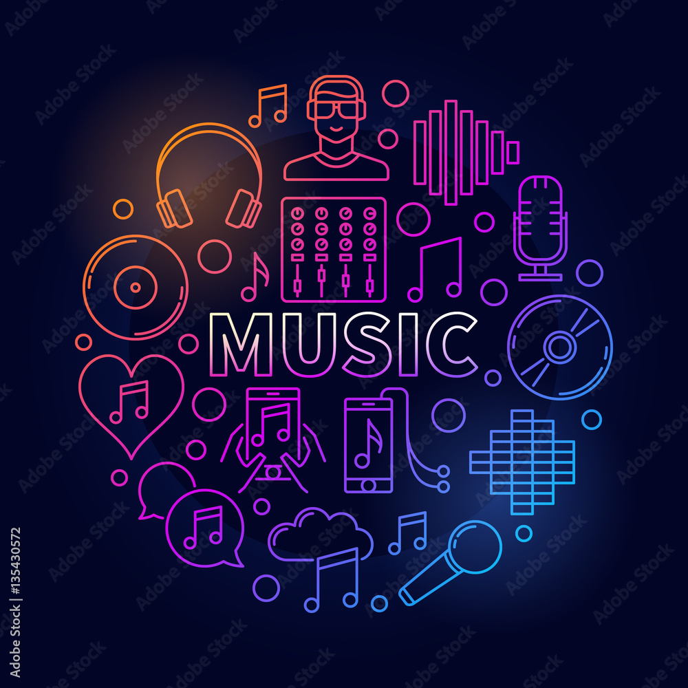 Music dark round illustration Music dark round illustration