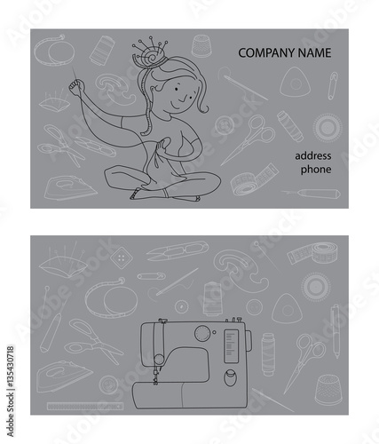 Sewing studio business card vector template