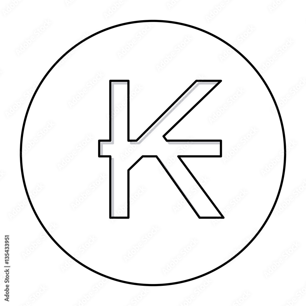 monochrome contour with currency symbol of laos in circle . Vector illustration monochrome contour with currency symbol of laos in circle . Vector illustration