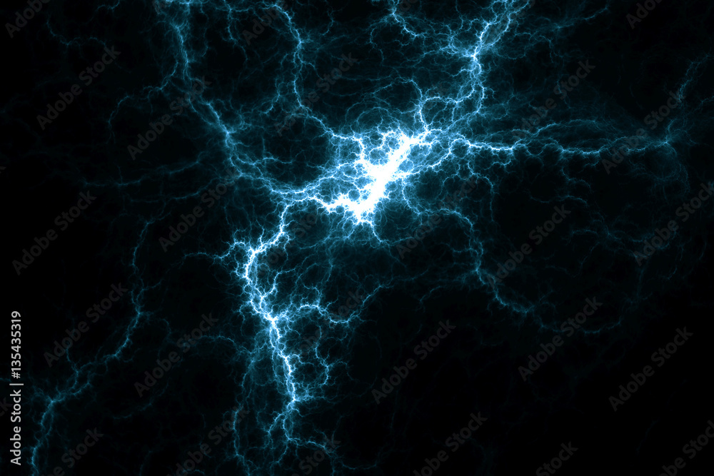 Blue lightning design. Abstract background. Isolated on black