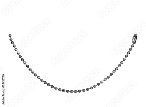 A chain of round links with a castle on an isolated white backgr
